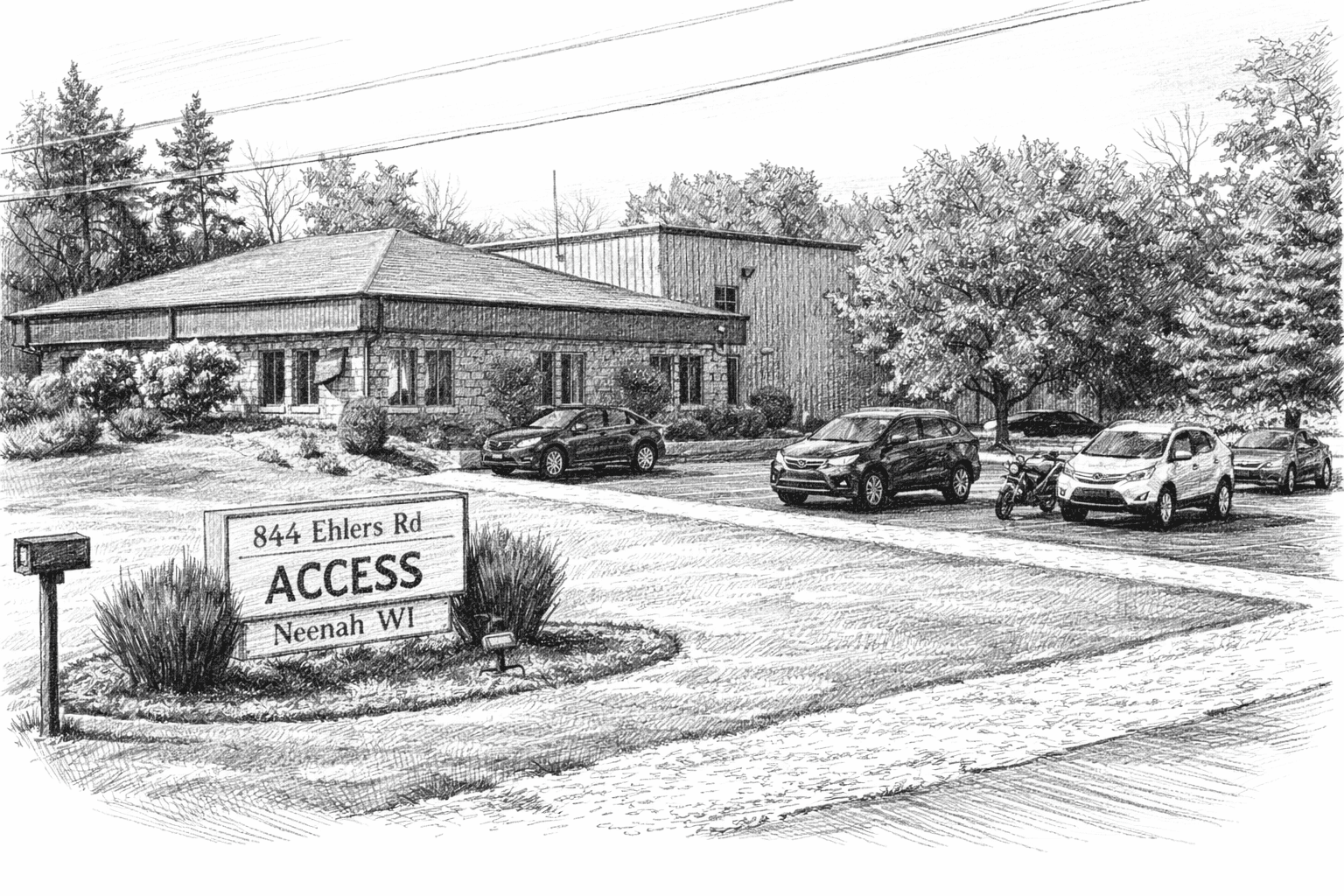 access building pencil sketch