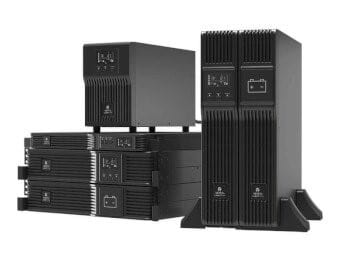 A group of Vertiv PSI5 UPS units in rack-mount and tower formats