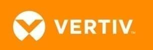 Vertiv logo, white on orange