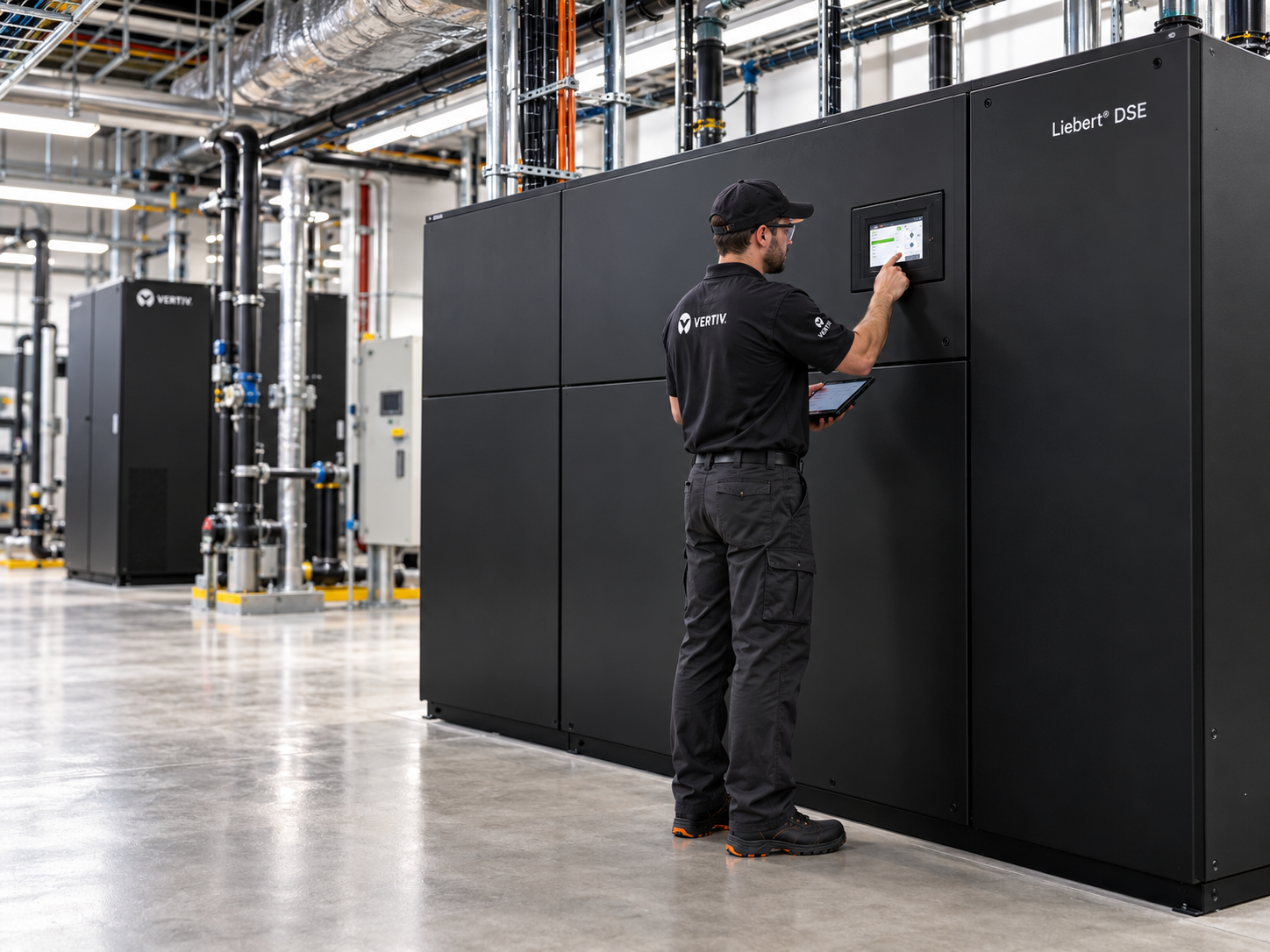 vertiv tech checking server rack